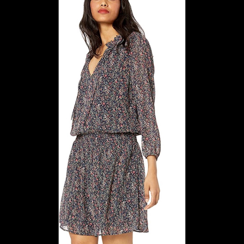 J. CREW Smocked Floral Long Sleeve Dress Medium